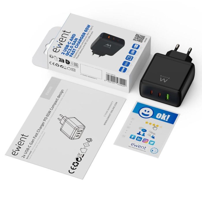 Chargeur mural Ewent EW1331 Noir 65 W 1