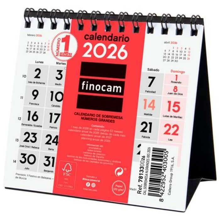 Calendrier de bureau Finocam Papier 11 x 11 cm 2026 0 Calendrier de bureau Finocam Papier 11 x 11 cm 2026 0