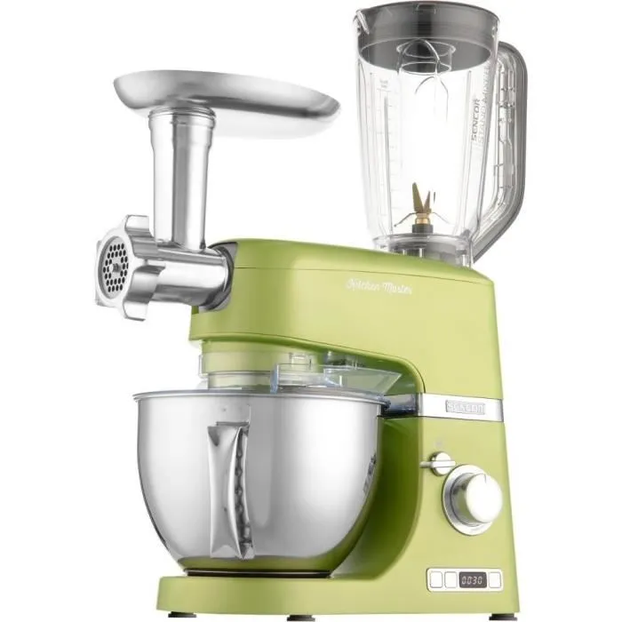 Sencor STM 7870GG Robot Pâtissier 1000 W, Bol Inox 4.5 L, 8 Vitesses, Éclairage LED, Pour Pétrir, Fouetter, Mélanger