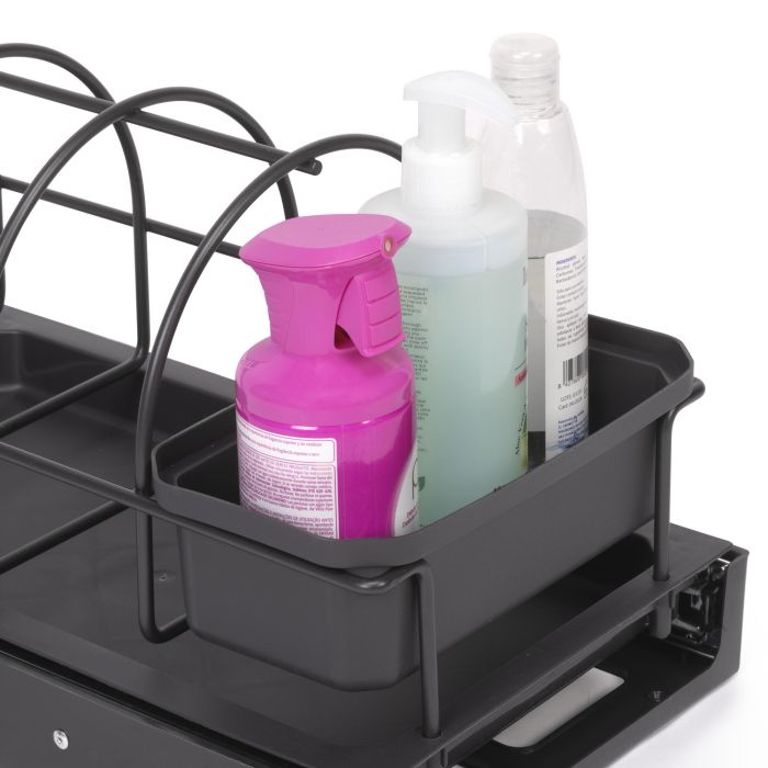 Emuca Plateau pour accessoires de cuisine avec fixation inférieure et extraction manuelle, Plastique gris anthracite 3