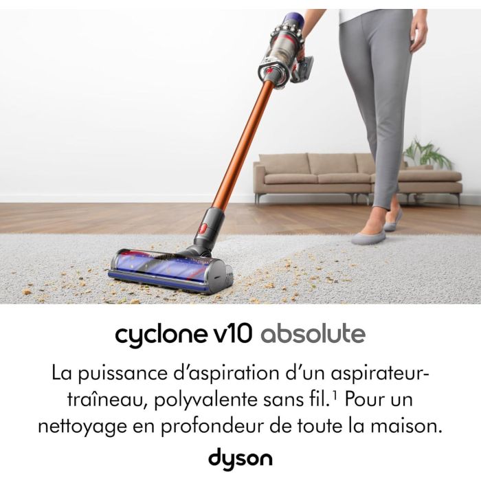 Dyson V10 Origin - Aspirateur Balai Sans fil - 125000 t/min - Puissance d'aspiration 150 AW - Autonomie jusqu'a 60 minutes 1 Dyson V10 Origin - Aspirateur Balai Sans fil - 125000 t/min - Puissance d'aspiration 150 AW - Autonomie jusqu'a 60 minutes 1
