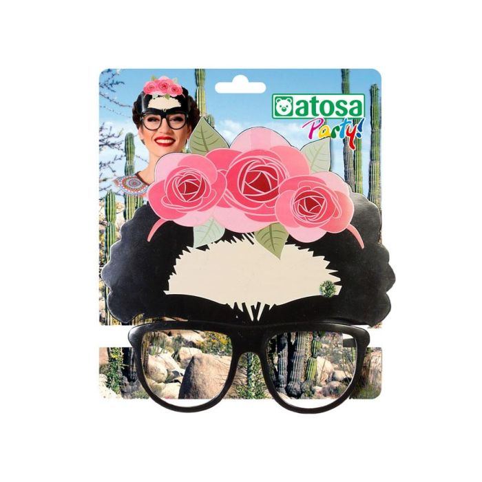 Gafas Flores Frida - Lunettes de déguisement décorées de fleurs roses pour fêtes et Dia de los Muertos