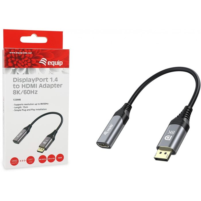 Equip Displayport->HDMI Adapter 1.4 St/Bu 8K/60Hz grau 6 Equip Displayport->HDMI Adapter 1.4 St/Bu 8K/60Hz grau 6