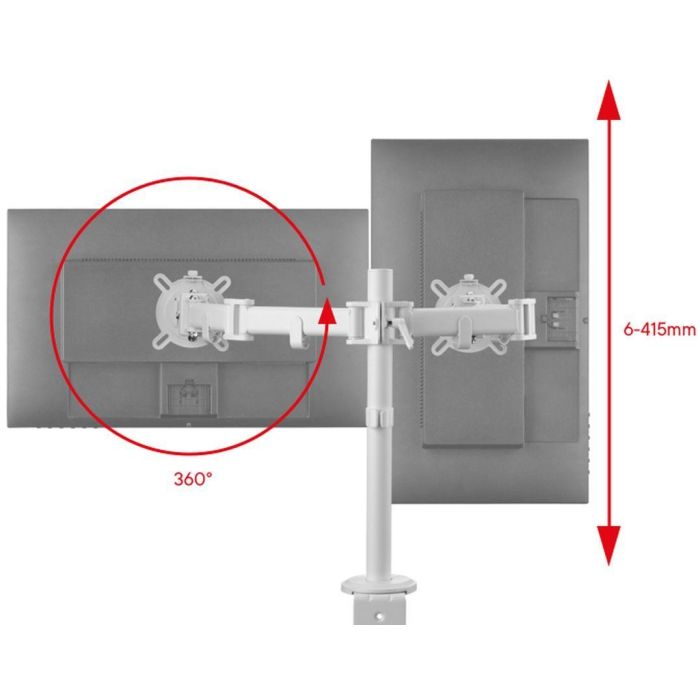 Support moniteur Smart - ONE FOR ALL - Vesa 100 - Double Bras - 13 et 32'' - 8kgs max - Hauteur réglable - Blanc 2 Support moniteur Smart - ONE FOR ALL - Vesa 100 - Double Bras - 13 et 32'' - 8kgs max - Hauteur réglable - Blanc 2
