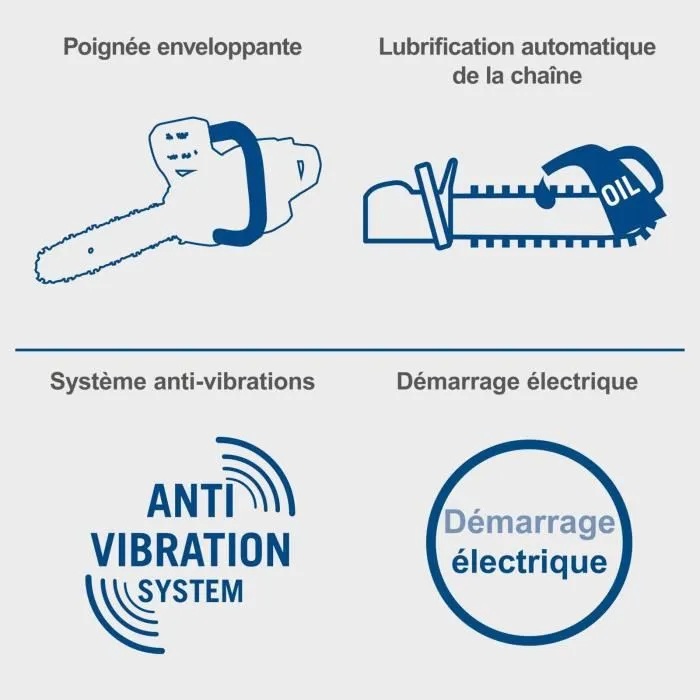 Scheppach Tronçonneuse thermique PCS56E, 56 cm3, longueur de guide 51 cm, démarrage électrique Scheppach Tronçonneuse thermique PCS56E, 56 cm3, longueur de guide 51 cm, démarrage électrique