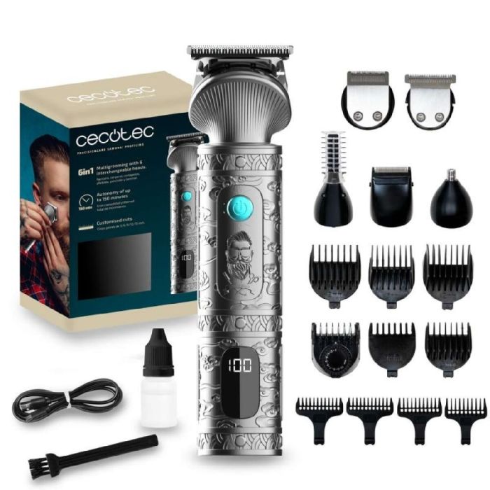 Cecotec Tondeuse et Barbe PrecisionCare Samurai 6 en 1, inox, 170 min autonomie 2