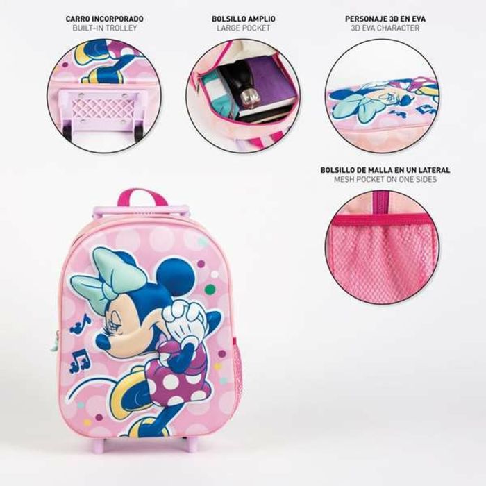 Cartable 3D avec roulettes Minnie Mouse Rose 25,0 x 31,0 x 10,0 cm 2