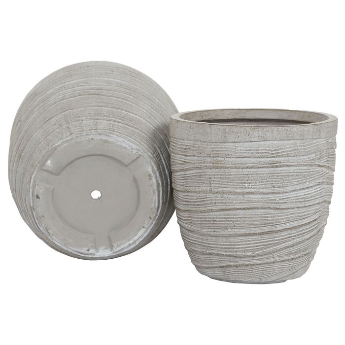 Set de pots de fleurs Home ESPRIT Beige Fibre de Verre Magnésium 45 x 45 x 43 cm (3 Unités) 2