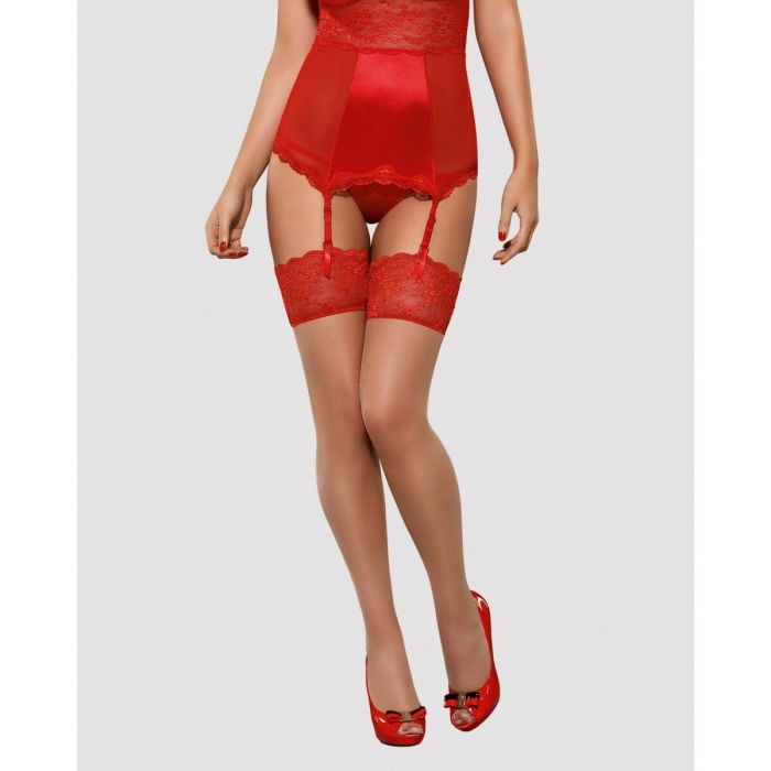 Bas avec porte jarretelles Obsessive Lovica stockings Rouge L/XL 5 Bas avec porte jarretelles Obsessive Lovica stockings Rouge L/XL 5