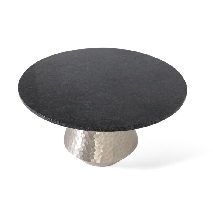GINER Y COLOMER Table de Centre Ronde avec Plateau en Marbre Noir Jaspe et Base Conique en Aluminium - Meuble de Salon 1 GINER Y COLOMER Table de Centre Ronde avec Plateau en Marbre Noir Jaspe et Base Conique en Aluminium - Meuble de Salon 1