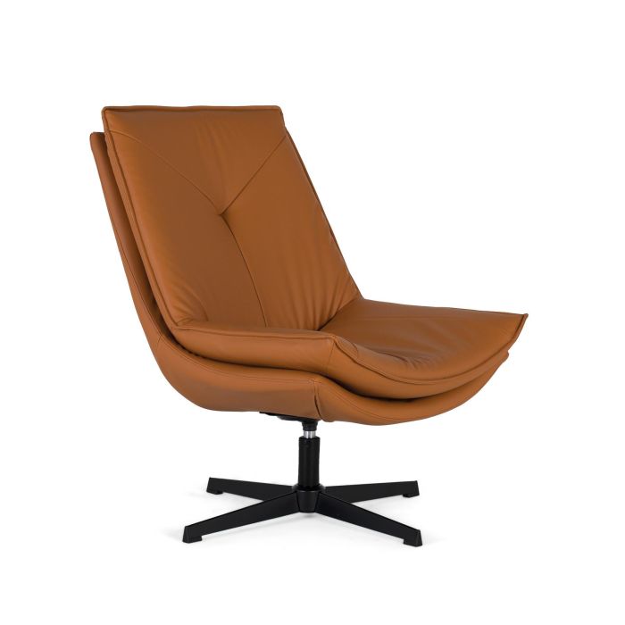 GINER Y COLOMER - Fauteuil de bureau tournant avec dossier capitonné en simili cuir PU couleur camel, dimensions dossier 60x53 cm et assise 63x53 cm 0 GINER Y COLOMER - Fauteuil de bureau tournant avec dossier capitonné en simili cuir PU couleur camel, dimensions dossier 60x53 cm et assise 63x53 cm 0