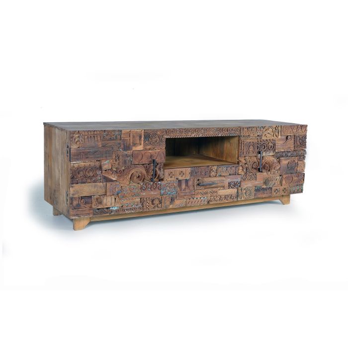 GINER Y COLOMER Buffet Télévision en Manguier et Bois Récupéré 2 Portes 1 Tiroir 180x60x50 cm Ton Naturel 0 GINER Y COLOMER Buffet Télévision en Manguier et Bois Récupéré 2 Portes 1 Tiroir 180x60x50 cm Ton Naturel 0