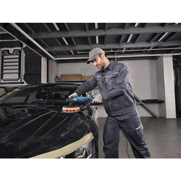 Bosch Professional Polisseuse orbitale GPO 11-180 S 1100W 180mm avec tampon de polissage, tampon éponge et poignée auxiliaire pour carrosserie