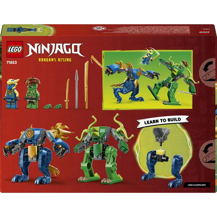 Lego NINJAGO 71853 Le Combat du Robot Dragon de Jay, Jeu de Construction avec 2 Robots et 2 Minifigurines, Cadeau Enfant 4 ans et plus