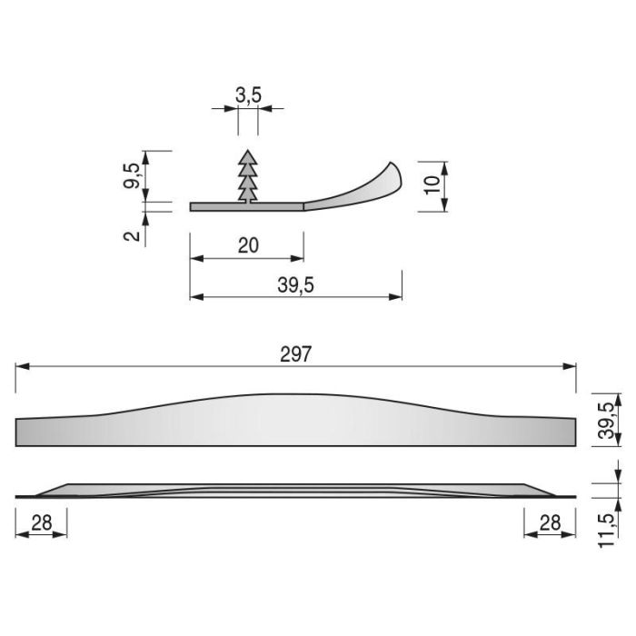Tirador Embutir Aluminio Modelo Forma Largo 297 Viefe 1