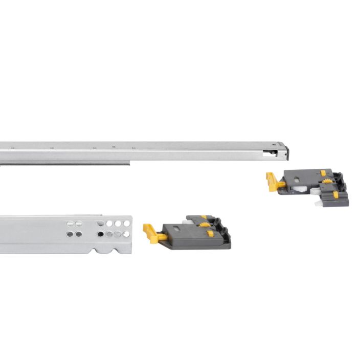 Emuca Jeu de coulisses invisibles pour tiroir Silver, à sortie totale, avec fermeture amortie et loqueteau, profondeur 440mm, Acier, Zingué 4