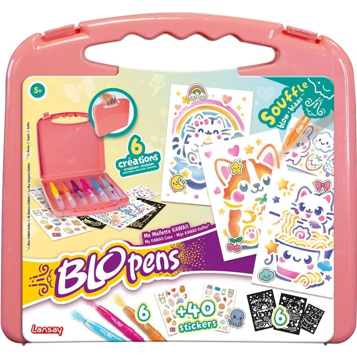 Lansay Blopens Mallette Créative Kawaii - Jeu de Dessin à Effet Aérographe avec Pochoirs Réutilisables - Pour Enfants Dès 5 Ans Lansay Blopens Mallette Créative Kawaii - Jeu de Dessin à Effet Aérographe avec Pochoirs Réutilisables - Pour Enfants Dès 5 Ans