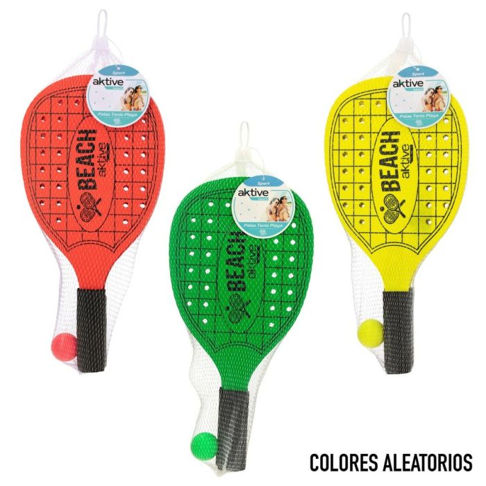 Raquettes de Plage avec Balle Aktive Neon Bois 20 x 40 cm (12 Unités) 1