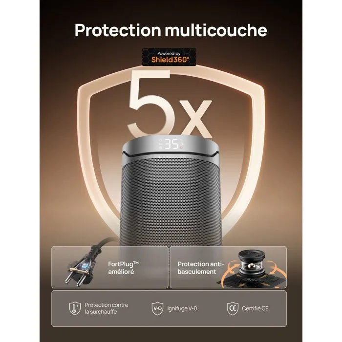 Dreo Chauffage d'appoint Hipercerámica 1500W Colonne Noir Réf AABPM05938 1