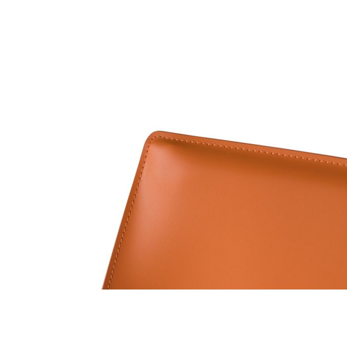 GINER Y COLOMER - Jeu de 2 Chaises Design à Assise en Simili Cuir Orange avec Pieds Antidérapants - H80 x L46 cm 4