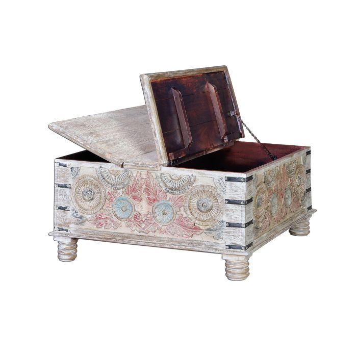 Table basse en bois de manguier massif artisanal avec finition lavée - 90 x 90 x 45 cm - Multicolore - Table de salon 2 Table basse en bois de manguier massif artisanal avec finition lavée - 90 x 90 x 45 cm - Multicolore - Table de salon 2