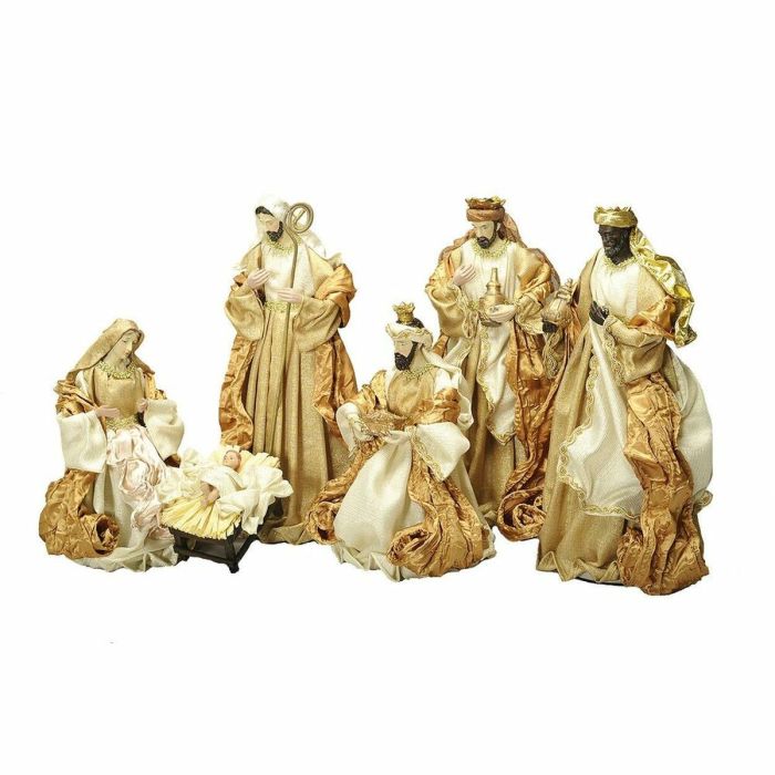 Crèche de Noël DKD Home Decor Doré Couronne 30 x 5 x 30 cm 50 x 5 x 50 cm 1
