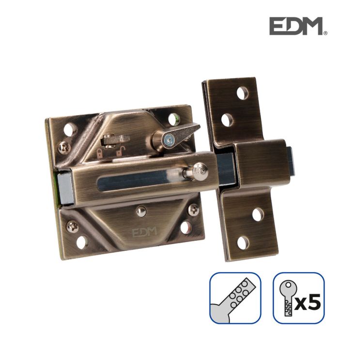 Serrure de sécurité EDM 85187 Bronze Acier 73 x 136 mm 1