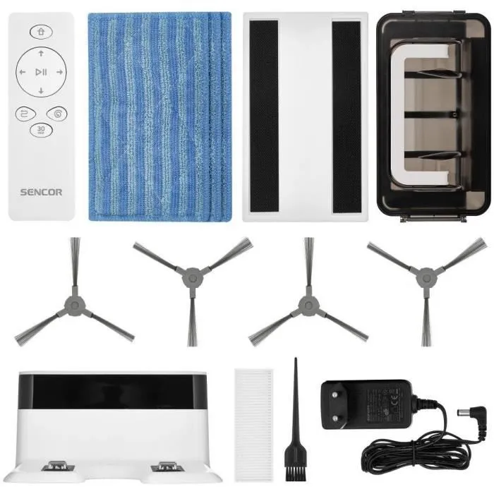 Sencor Aspirateur Robot SRV 1550WH avec Serpillère Antistatique, Autonomie 60 Min, Télécommande, Nettoyage Intelligent Sous Meubles Sencor Aspirateur Robot SRV 1550WH avec Serpillère Antistatique, Autonomie 60 Min, Télécommande, Nettoyage Intelligent Sous Meubles