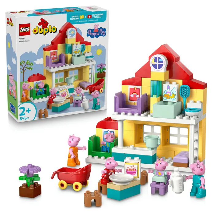 LEGO DUPLO 10467 Maison de Peppa Pig - Jeu de construction éducatif pour enfants de 2 ans et plus - Set La Maison Familiale avec figurine Evie Pig