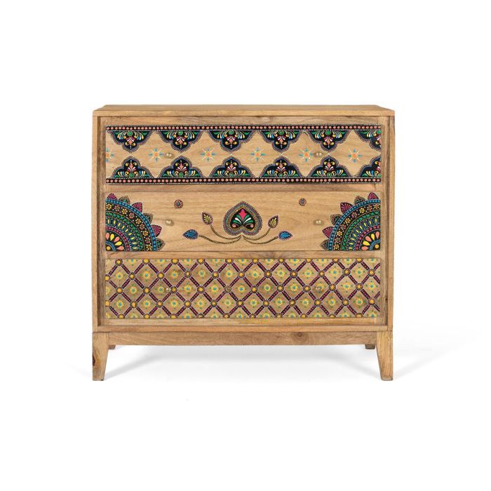 GINER Y COLOMER Commode en bois massif de manguier avec détails peints à la main - Design robuste naturel 0 GINER Y COLOMER Commode en bois massif de manguier avec détails peints à la main - Design robuste naturel 0