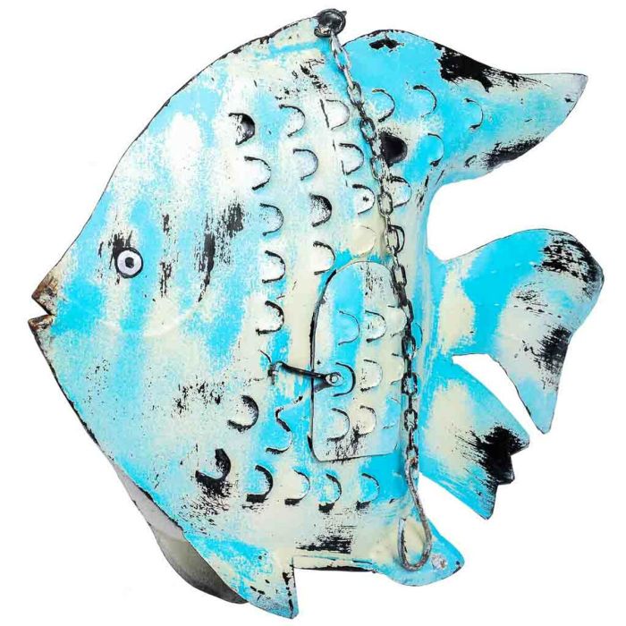 Bougeoir Alexandra House Living Bleu Bois de manguier 8 x 46 x 62 cm Poisson