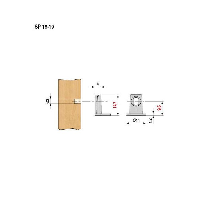 Soporte Lateral Con Taladro Ø3Mm. Maori. Espesor 19 Italiana Ferramenta 1