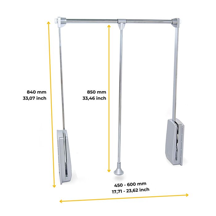 Emuca Penderie rabattable pour armoire Hang, 450 - 600, Chromé, Acier et Plastique. 4