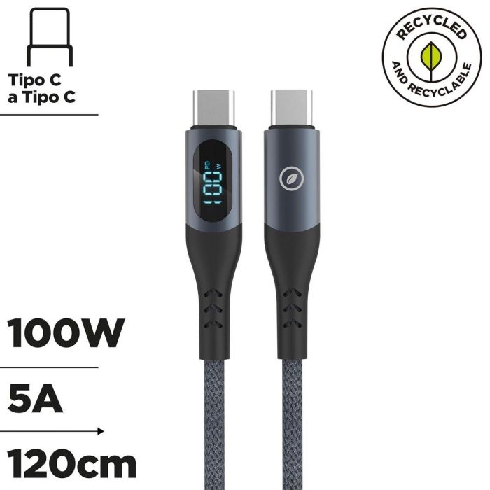Câble USB-C vers USB-C Muvit MC147-R-A Gris 10