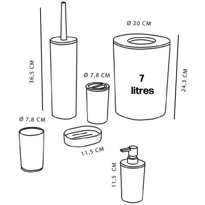 Today Set de 6 Accessoires de Bain - TOD3574641271473 - Distributeur de Savon, Verre, Porte-brosses à Dents, Porte-savon, Brosse Toilette, Poubelle - Blanc 3 Today Set de 6 Accessoires de Bain - TOD3574641271473 - Distributeur de Savon, Verre, Porte-brosses à Dents, Porte-savon, Brosse Toilette, Poubelle - Blanc 3