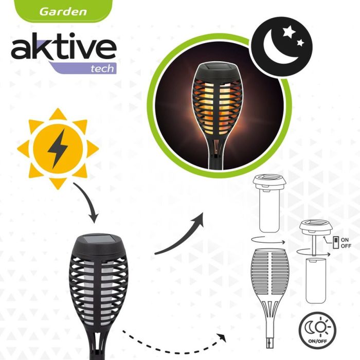 Set de torches de jardin solaires Aktive Plastique 7,5 x 50 x 7,5 cm (4 Unités) 2 Set de torches de jardin solaires Aktive Plastique 7,5 x 50 x 7,5 cm (4 Unités) 2
