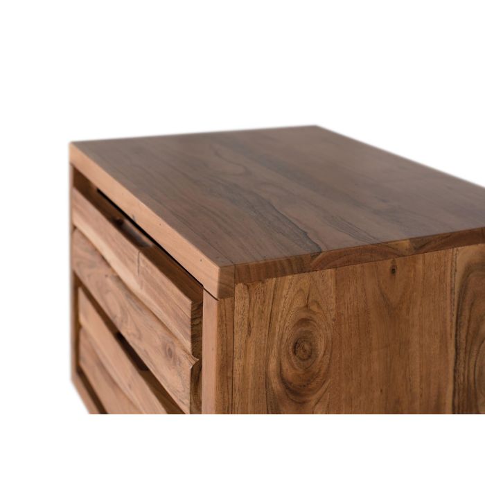 GINER Y COLOMER Table de nuit 2 tiroirs en acacia massif avec pattes métal - 50x40x56 cm - Antidérapante - Montage nécessaire - Modèle NATURAL 3