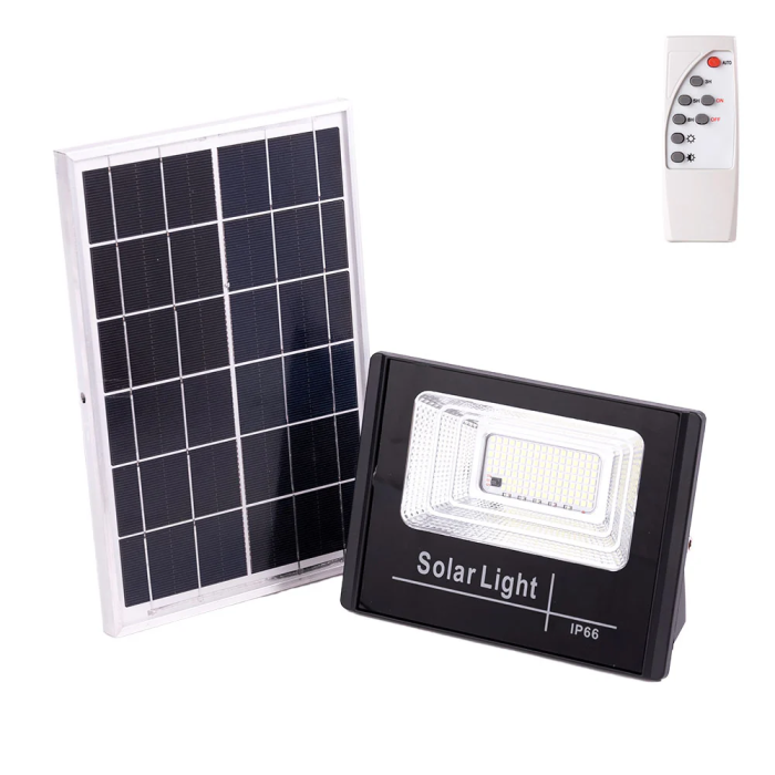 Projecteur LED Solaire 30W 6500K avec Panneau Solaire et Télécommande - HO-SOLARFL-30W-01 0