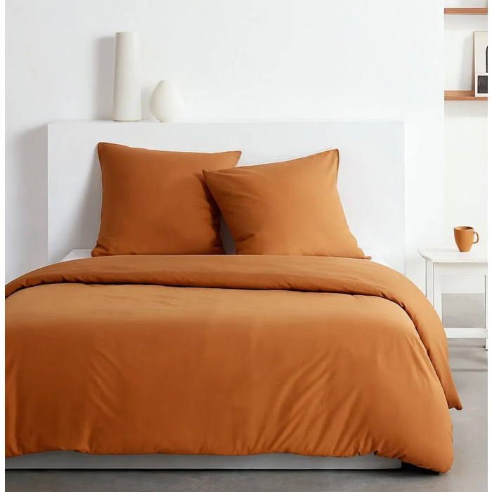 Today Essential - Parure de lit 2 personnes effet lavé caramel - Housse de couette 220x240 cm et taies 63x63 cm - 100% polyester Today Essential - Parure de lit 2 personnes effet lavé caramel - Housse de couette 220x240 cm et taies 63x63 cm - 100% polyester