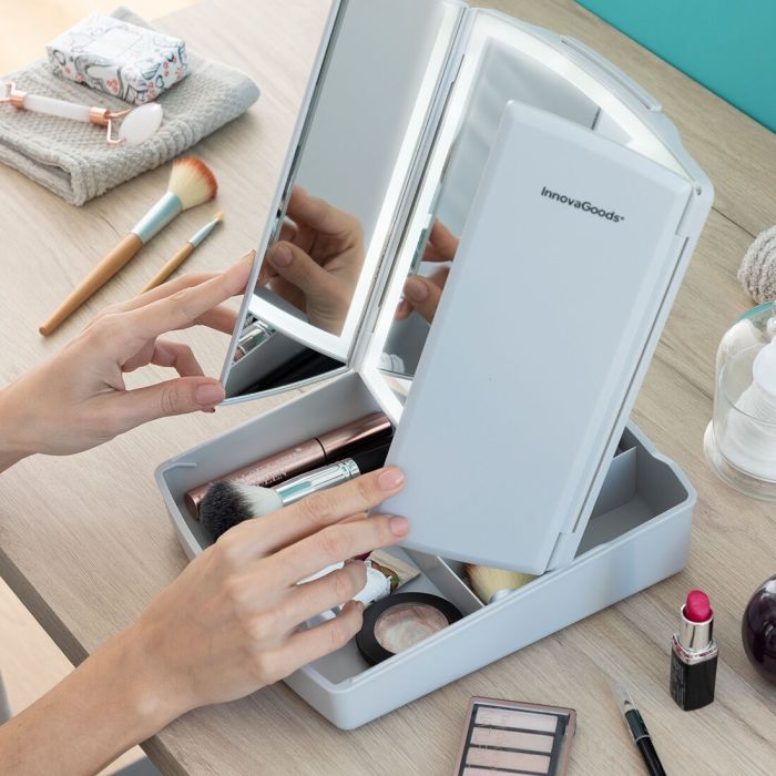 Miroir LED Pliable avec Organisateur de Maquillage 3-en-1 Panomir InnovaGoods 13