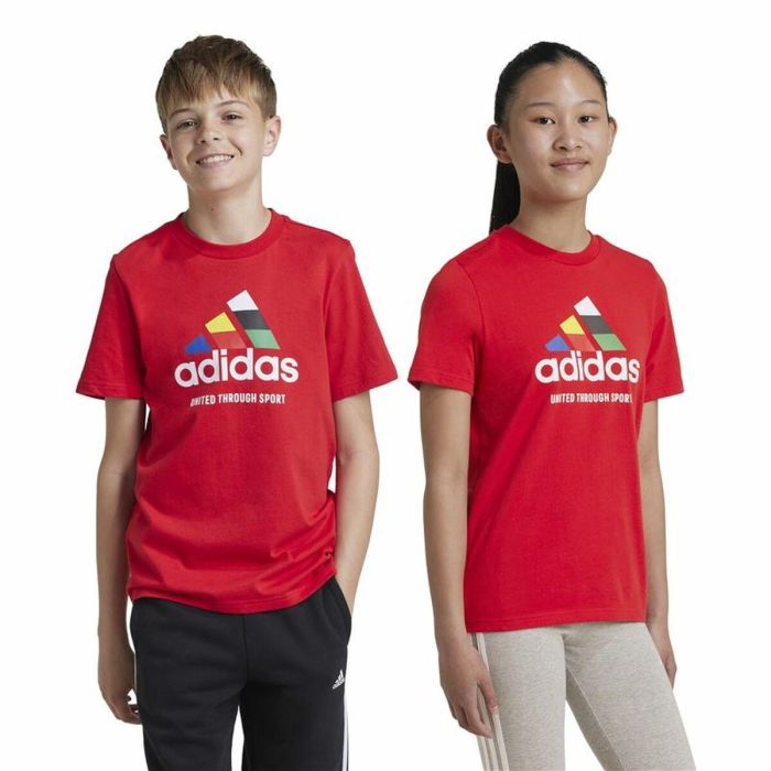 T-shirt à manches courtes unisex Adidas Tiro Nations Pack Graphic Rouge 1