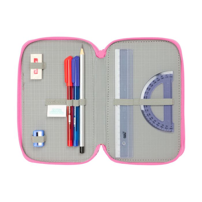 Pochette à crayons triple Gabby's Dollhouse Confetti Rose Turquoise 12,5 x 19,5 x 5,5 cm 37 Pièces 1