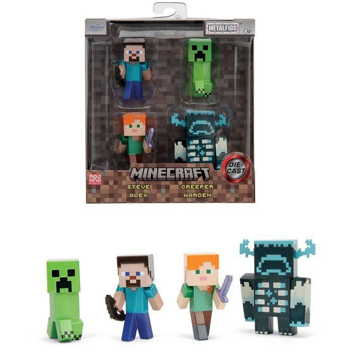 Minecraft Set de figurines en métal Steve Alex Creeper Warden 6 cm 1