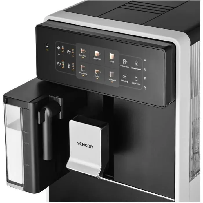 Sencor SES 9301WH Machine à expresso avec broyeur, système EasyLatte pour cappuccinos, pression 19 bars, réservoir 1,3 L, panneau LED Sencor SES 9301WH Machine à expresso avec broyeur, système EasyLatte pour cappuccinos, pression 19 bars, réservoir 1,3 L, panneau LED