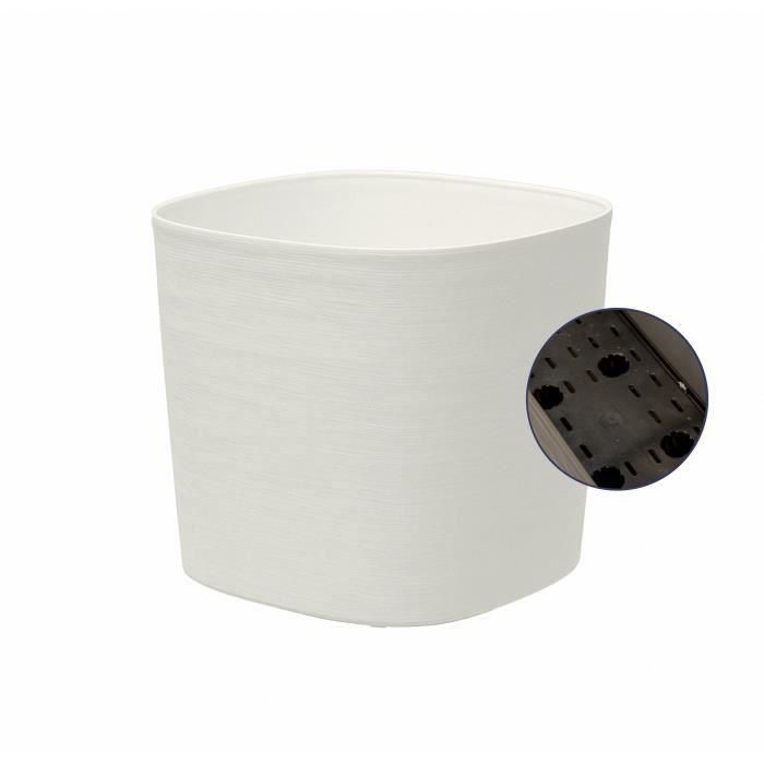 Pot avec réserve d'eau - GARDEN ID Respect - Blanc 20 x 20 cm - avec 100% déchets ménagers et 100% recyclable -  Surface structurée 2