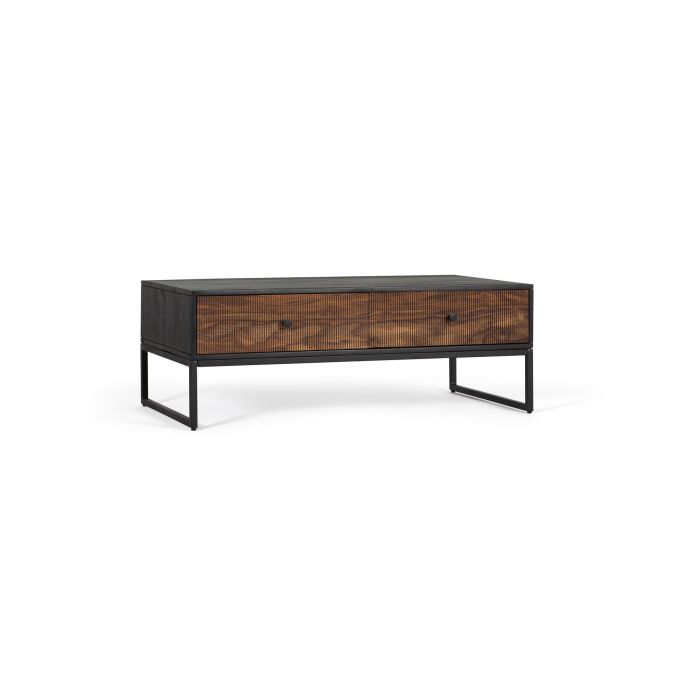 GINER Y COLOMER Table basse en bois de palissandre et manguier avec pieds en métal, 2 tiroirs, 110x60x40 cm, marron et noir 1 GINER Y COLOMER Table basse en bois de palissandre et manguier avec pieds en métal, 2 tiroirs, 110x60x40 cm, marron et noir 1