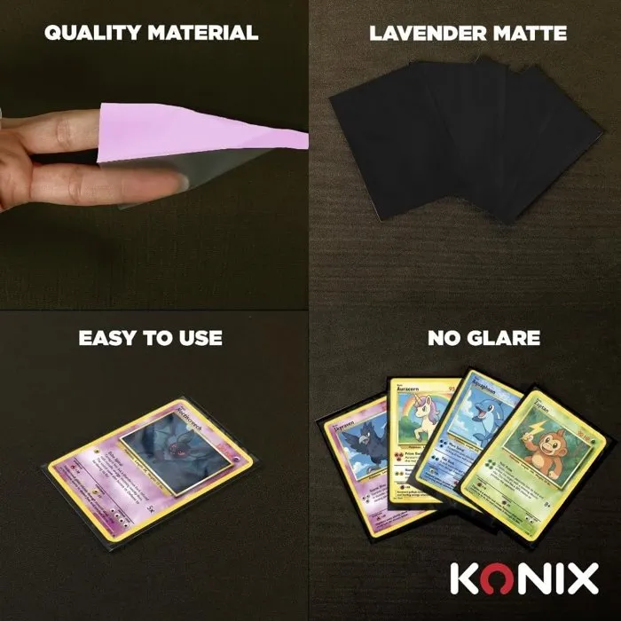 Konix - Sleeves de protection mattes 66 x 91 mm pour Magic The Gathering, Pokémon - 100 pochettes - Rose lavande pour collection et tournoi