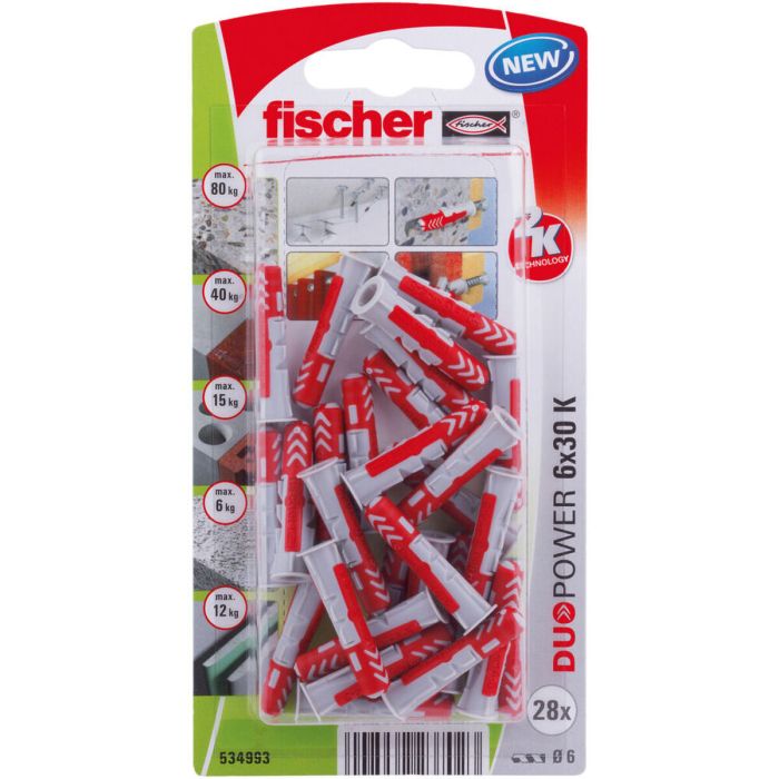 Crampons Fischer DuoPower 534993 Ø 6 x 30 mm Nylon (45 Unités) 1