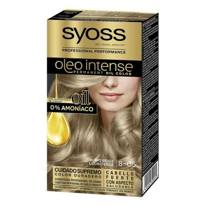 Teinture permanente Syoss Olio Intense Sans ammoniaque Nº 8,05 Blond Beige