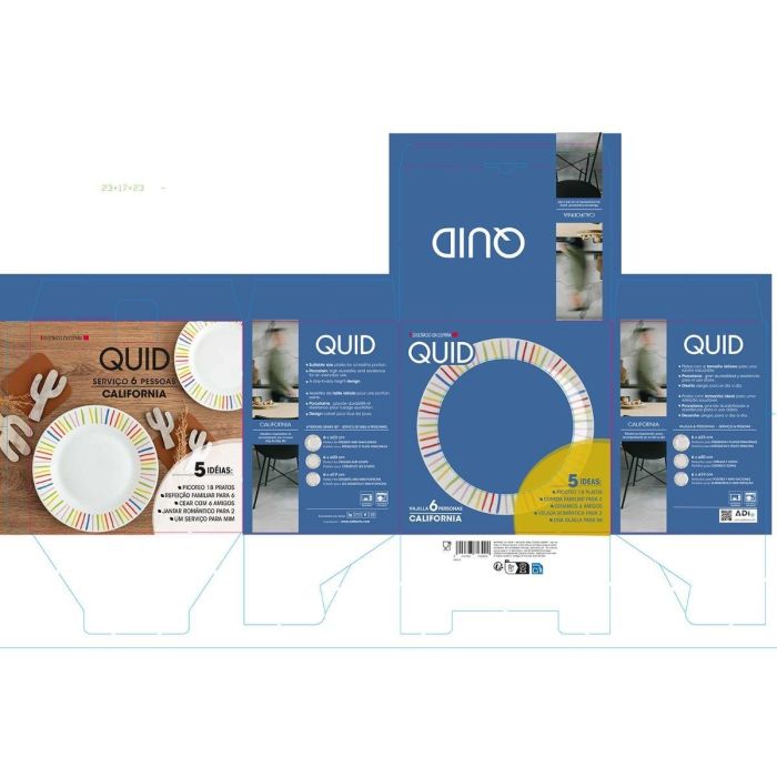 Vajilla Porcelana California Quid 18 Piezas - 6 Personas 6